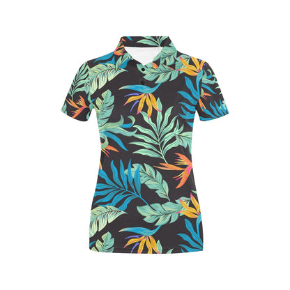 Tropical Palm Leaves Hawaiian Flower Women's Polo Shirt