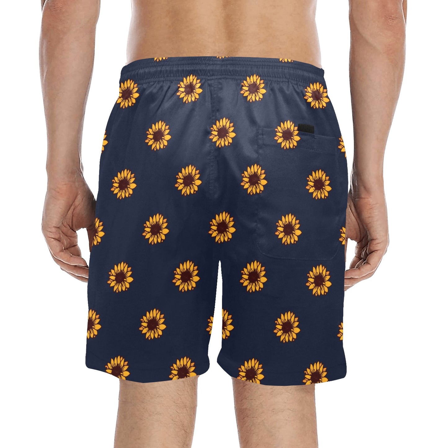 Sunflower Print Design LKS304 Men's Swim Trunks Beach Shorts