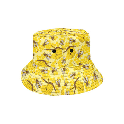 Bee With Honeycomb Print Design LKS302 Unisex Bucket Hat