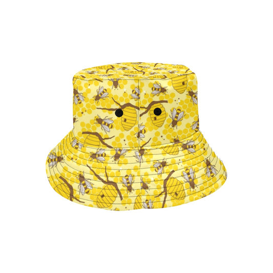 Bee With Honeycomb Print Design LKS302 Unisex Bucket Hat