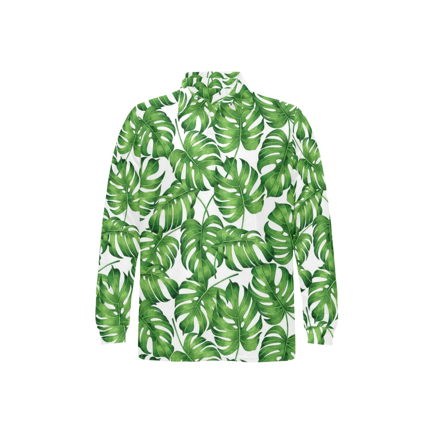 Palm Leaves Pattern Print Design PL08 Long Sleeve Polo Shirt For Men's