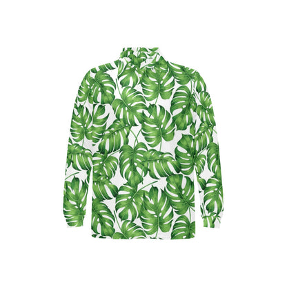 Palm Leaves Pattern Print Design PL08 Long Sleeve Polo Shirt For Men's