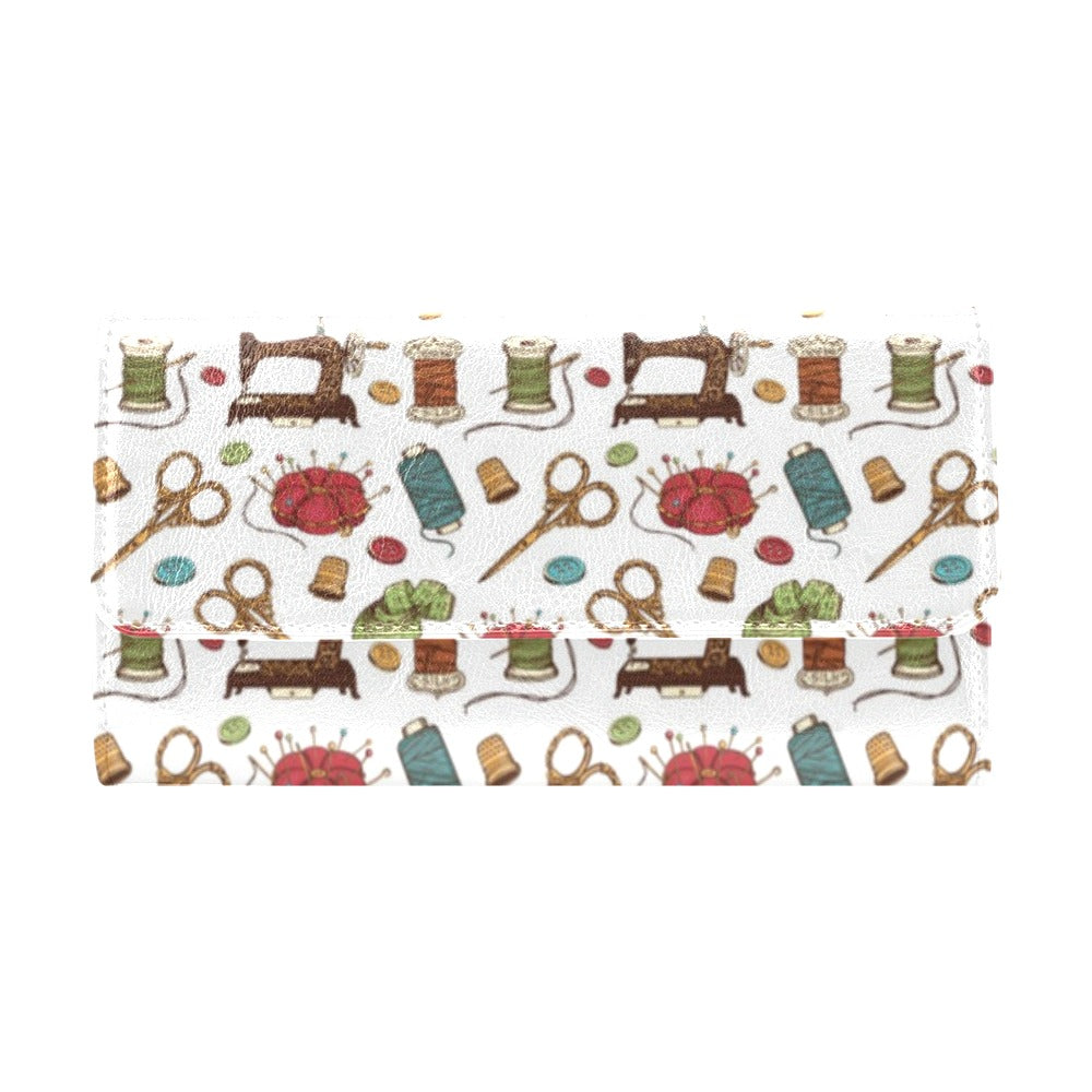 Sewing Equipment Print Design LKS304 Women's Trifold Wallet