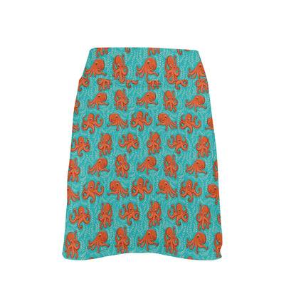 Octopus Cartoon Design Print Themed 17" Golf & Pickleball Skort with Pockets