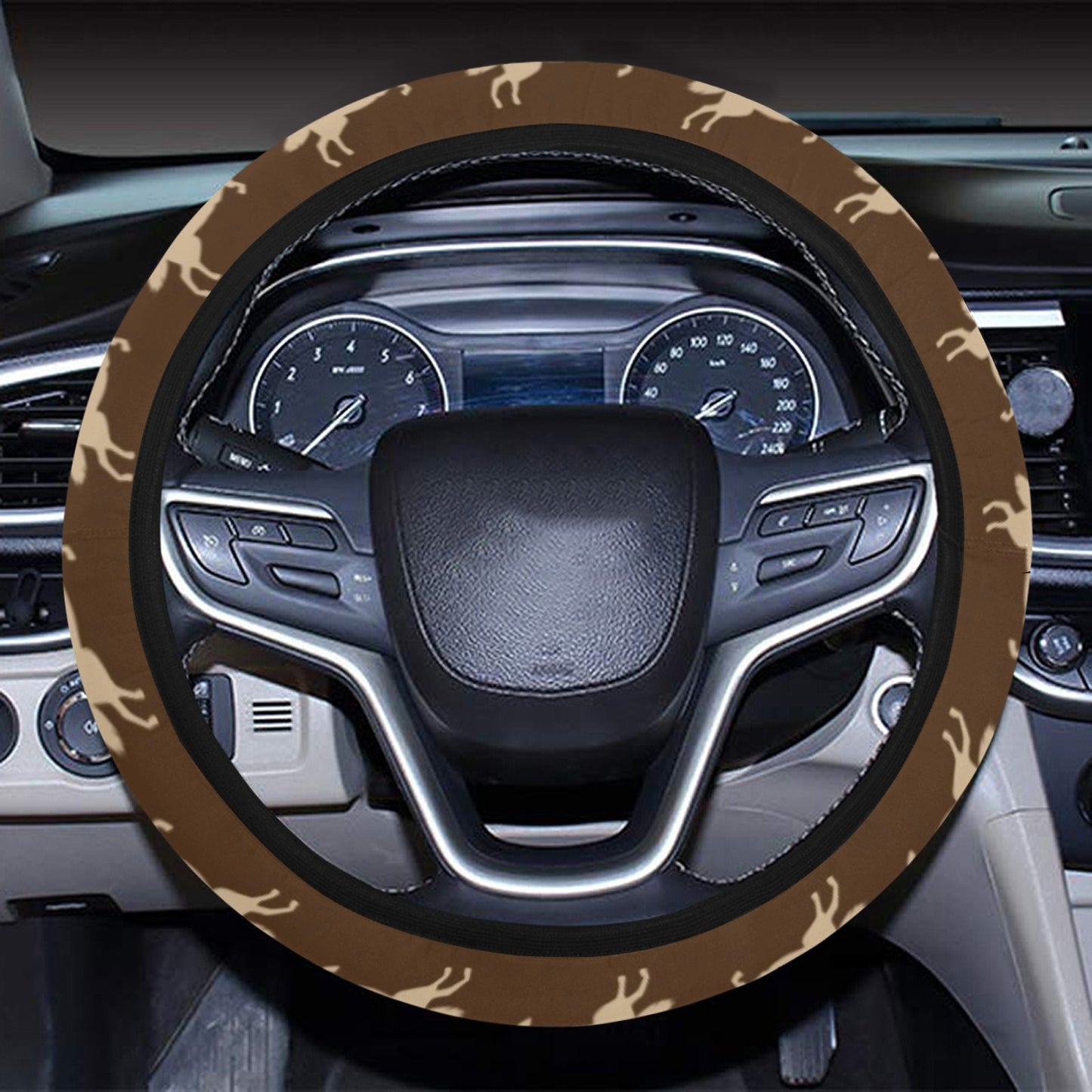 Western Horse Pattern Print LKS301 Steering Wheel Cover with Elastic Edge