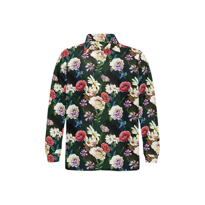 Summer Floral Print Design LKS303 Long Sleeve Polo Shirt For Men's