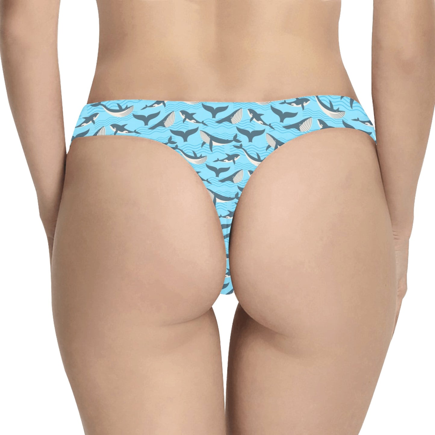 Whale Pattern Design Themed Print Women's Thongs