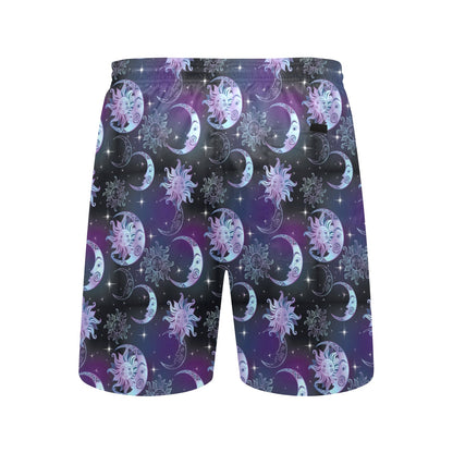 Sun Moon Print Design LKS303 Men's Swim Trunks Beach Shorts