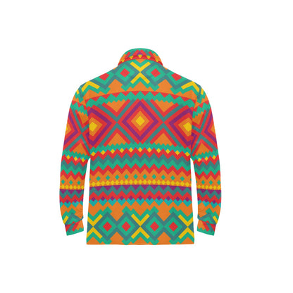 Mexican Pattern Print Design 04 Long Sleeve Polo Shirt For Men's