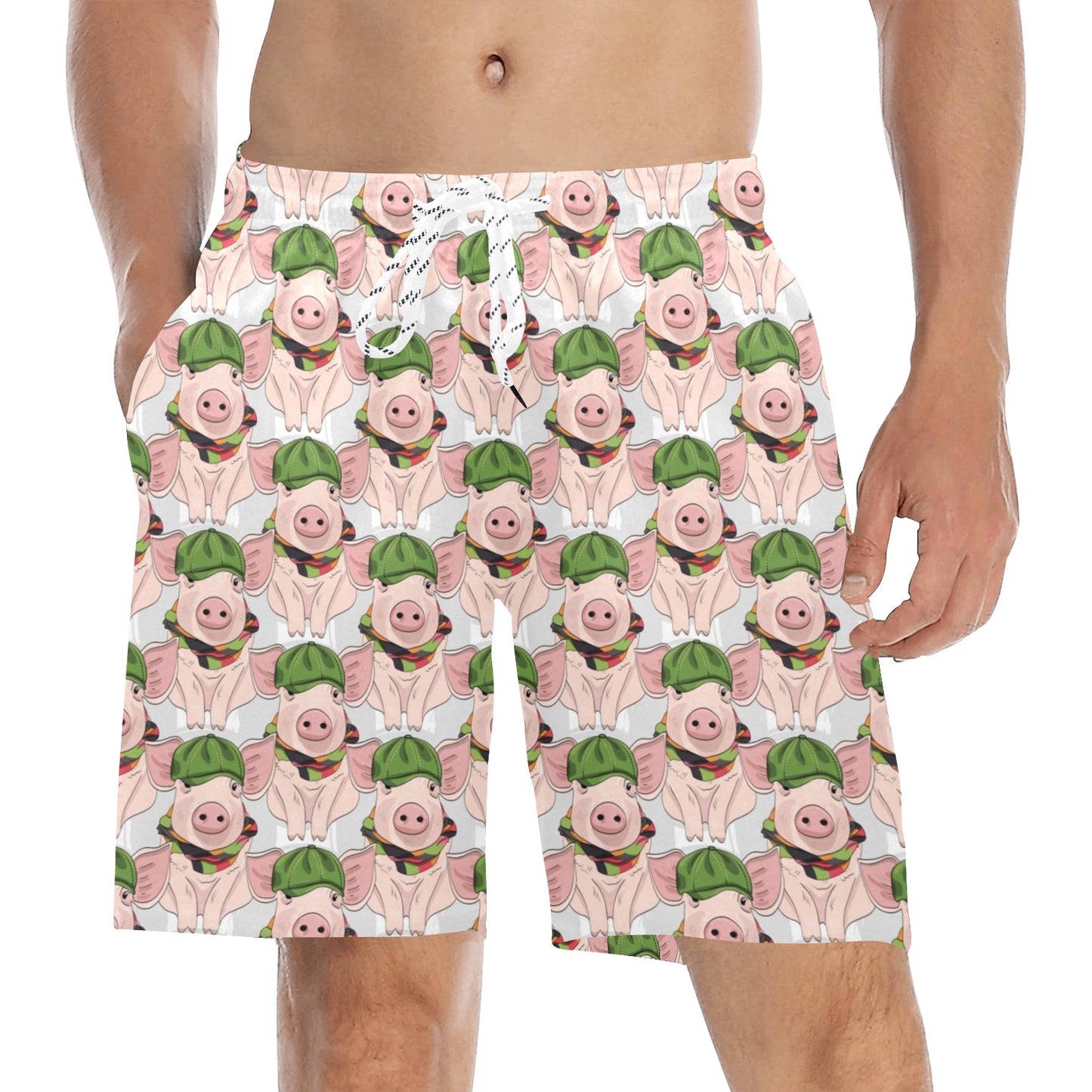 Pig Print Design LKS403 Men's Swim Trunks Beach Shorts