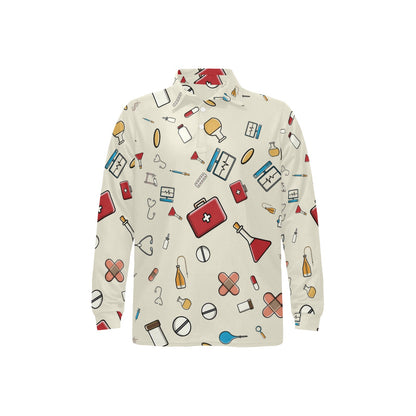 Nurse Pattern Print Design A04 Long Sleeve Polo Shirt For Men's