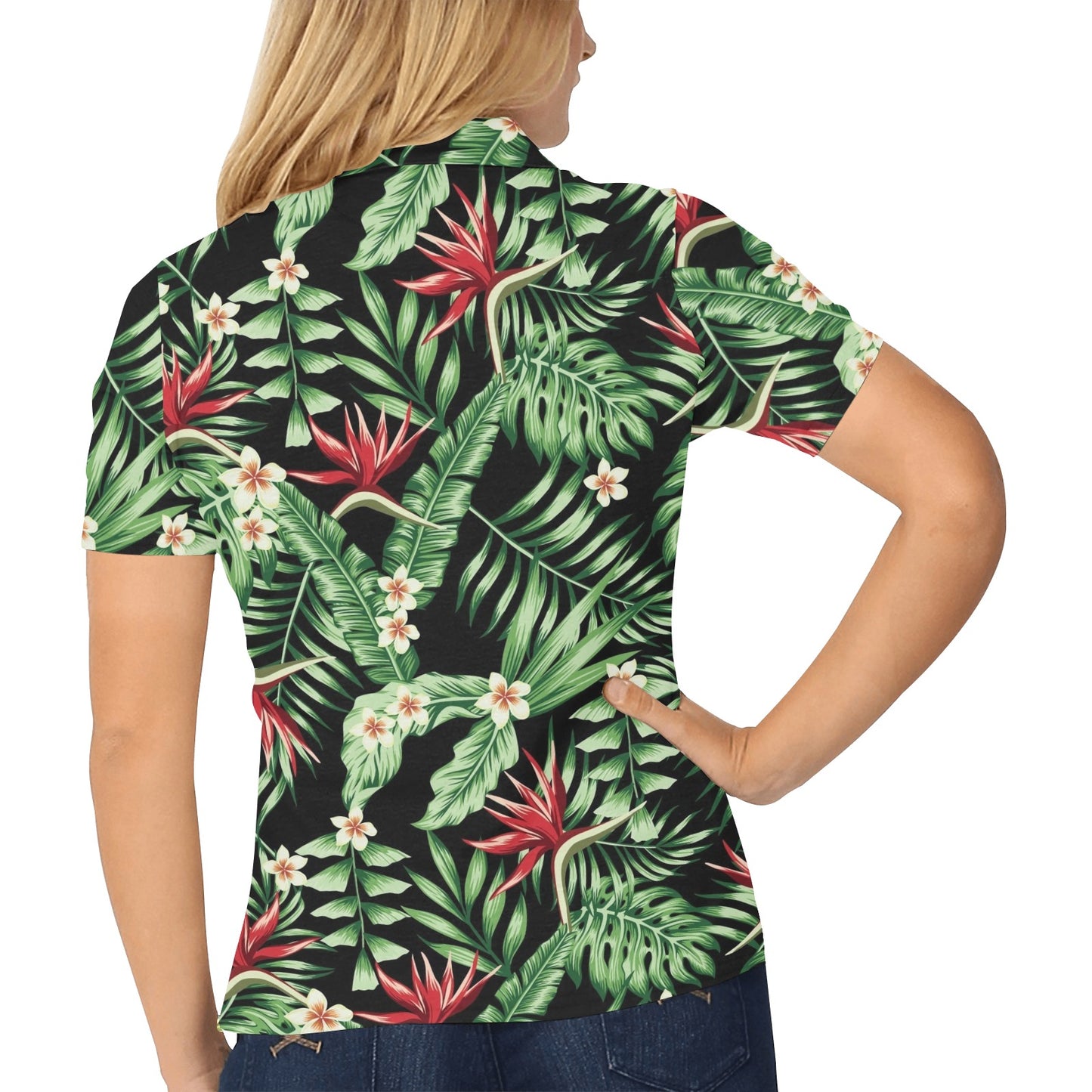 Bird Of Paradise Pattern Print Design BOP05 Women's Polo Shirt