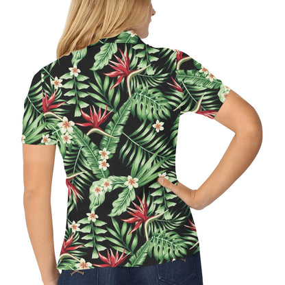 Bird Of Paradise Pattern Print Design BOP05 Women's Polo Shirt