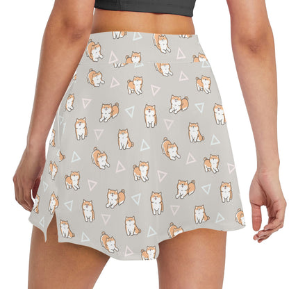 Shiba Inu Print Design LKS307 17" Golf & Pickleball Skort with Pockets
