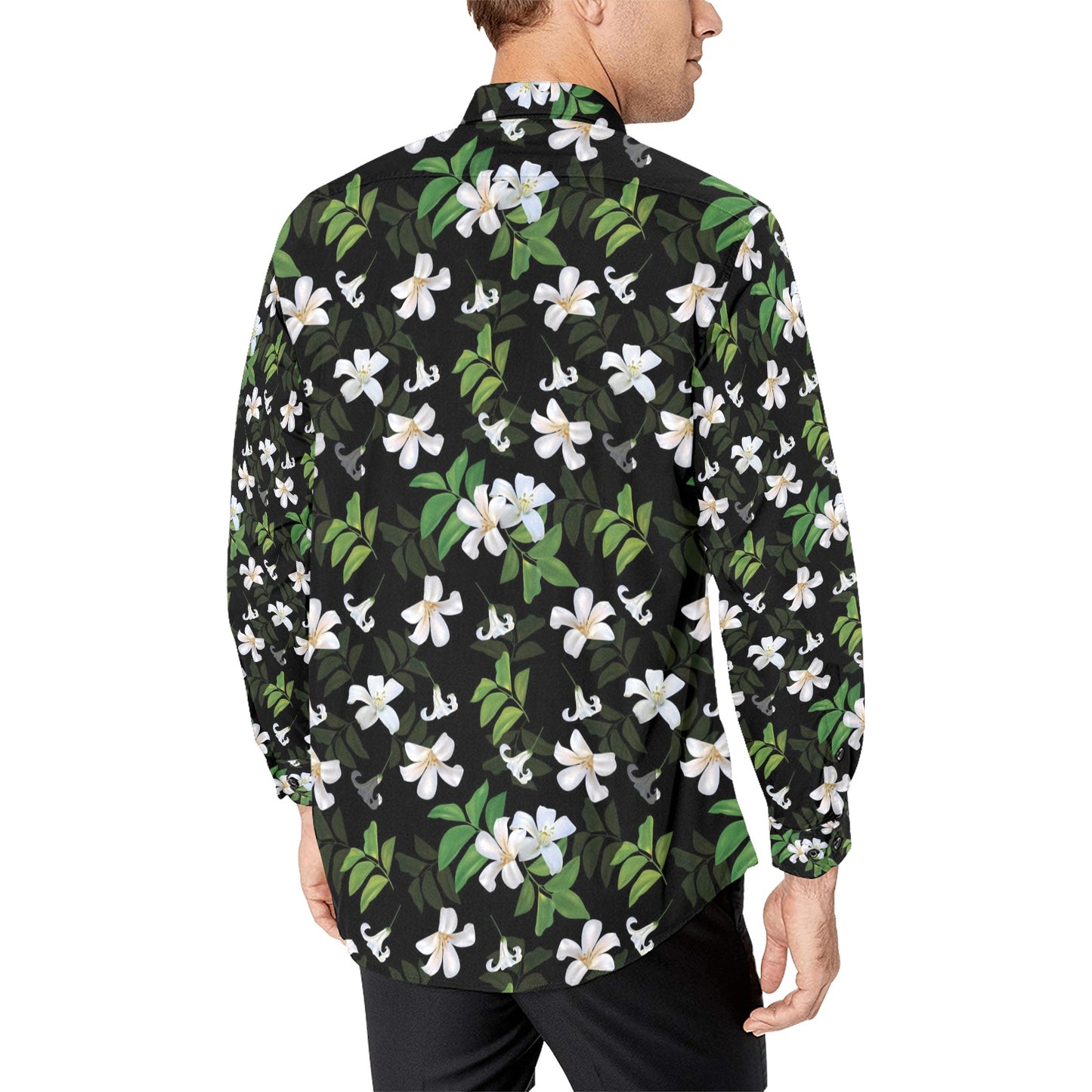 Sampaguita Print Design LKS301 Men's Long Sleeve Dress Shirt