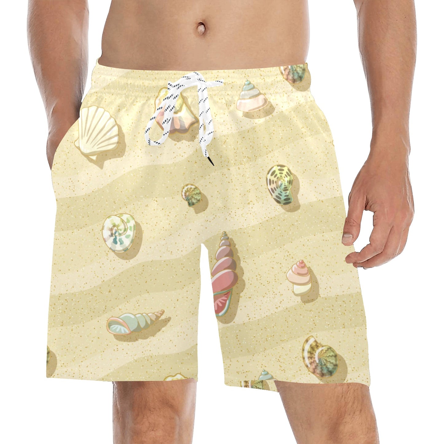 Beach with Seashell Theme Men's Swim Trunks Beach Shorts