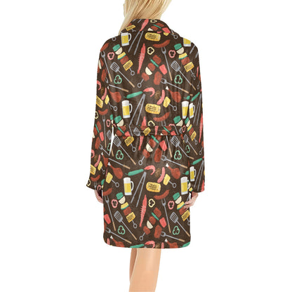 Barbecue Pattern Print Design 05 Women's Fleece Robe