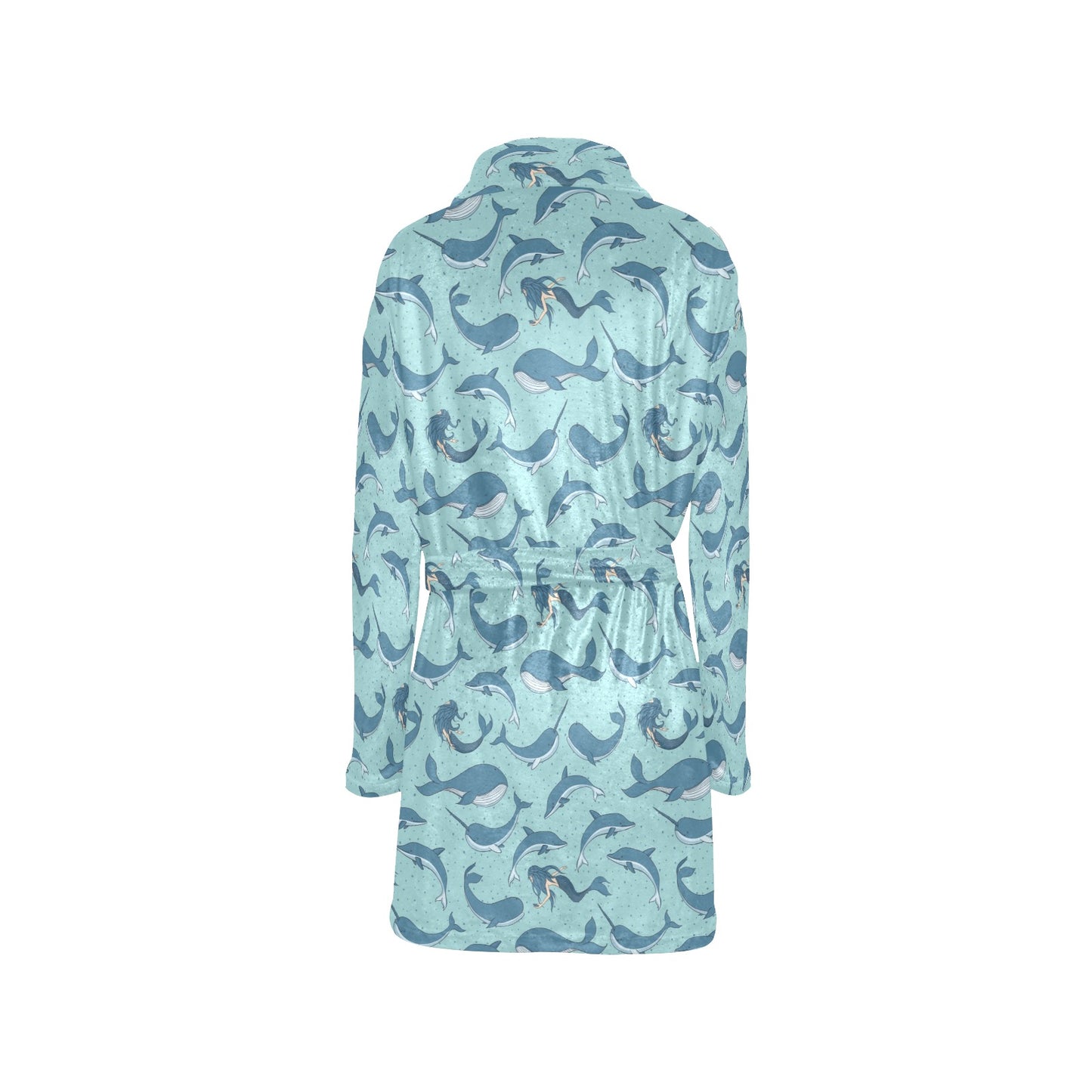 Narwhal Themed Print Women's Fleece Robe
