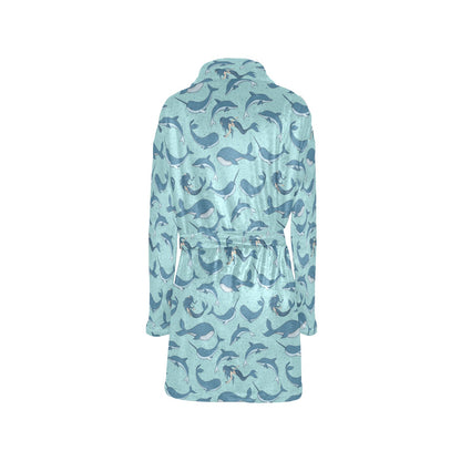 Narwhal Themed Print Women's Fleece Robe