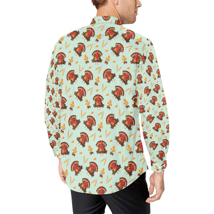 Thanksgiving Print Design LKS309 Men's Long Sleeve Dress Shirt