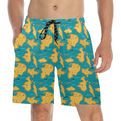 World Map Print Design LKS301 Men's Swim Trunks Beach Shorts