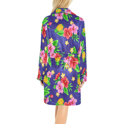 Hawaiian Themed Pattern Print Design H05 Women's Fleece Robe