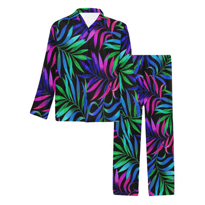 Tropical Flower Pattern Print Design TF010 Men's Long Pajama Set