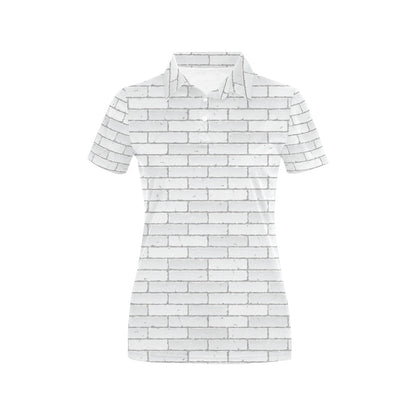 Brick White Pattern Print Design 03 Women's Polo Shirt