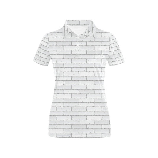 Brick White Pattern Print Design 03 Women's Polo Shirt
