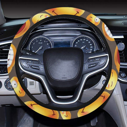 Smiley Face Emoji Print Design LKS303 Steering Wheel Cover with Elastic Edge