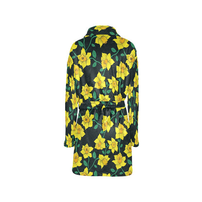 Daffodils Pattern Print Design DF03 Women's Fleece Robe
