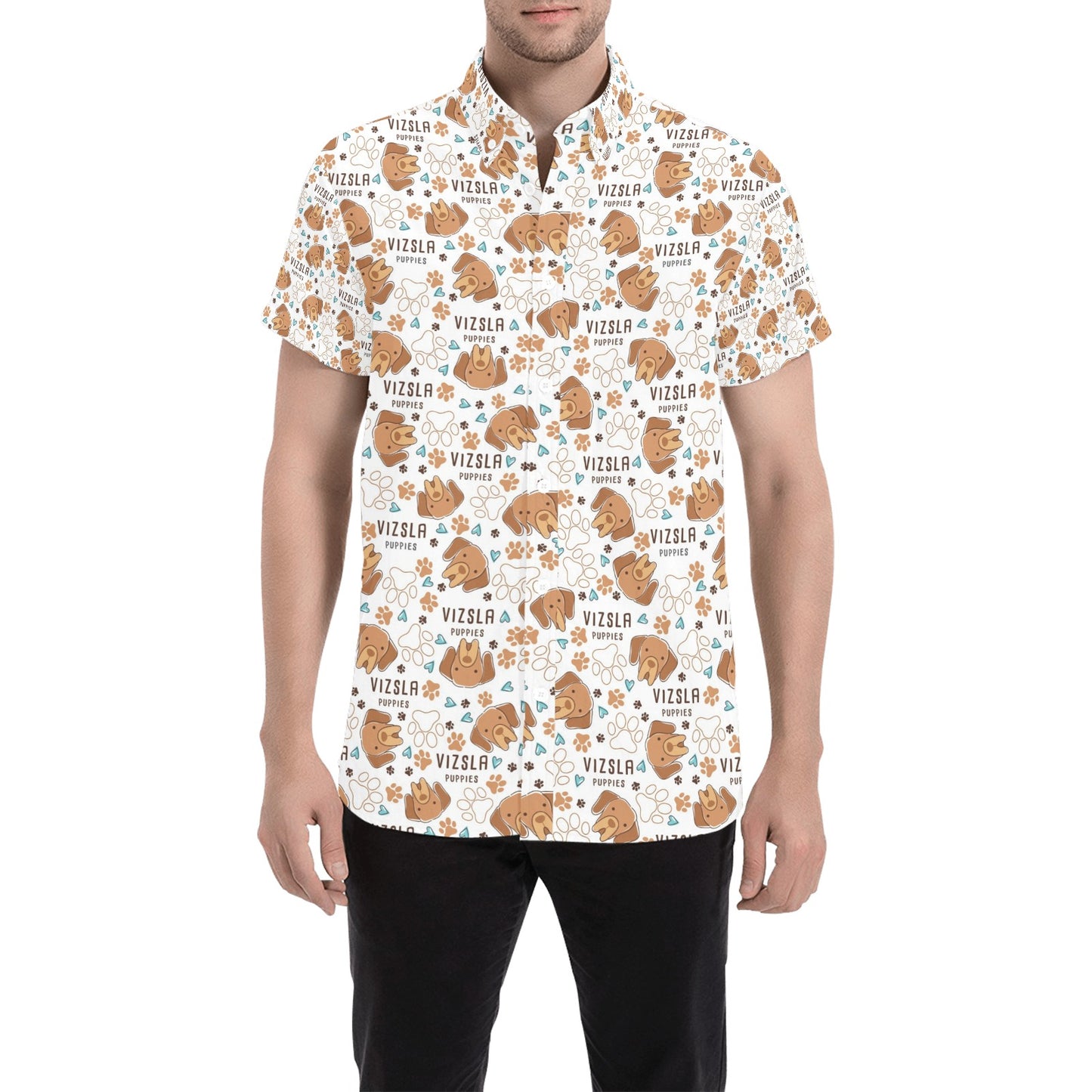 Vizslas Print Design LKS301 Men Short Sleeve Button Up Shirt