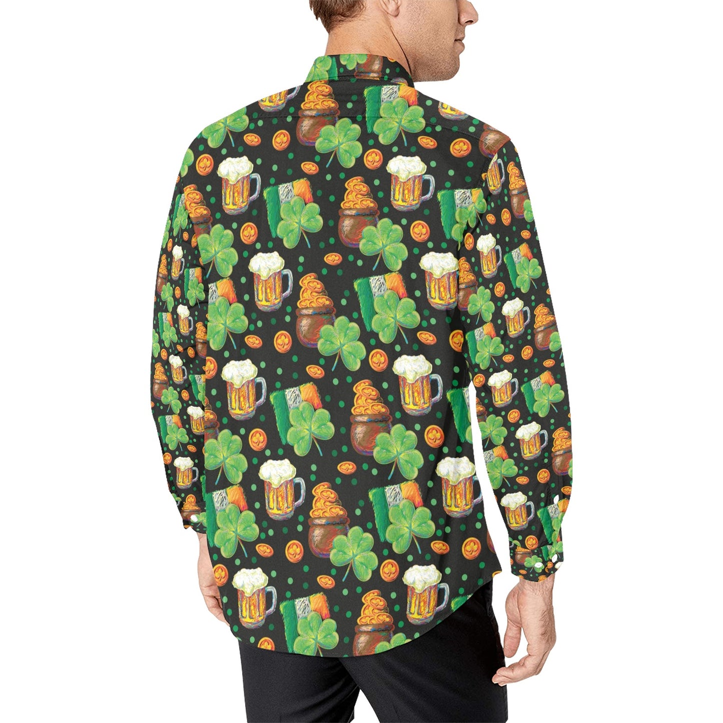 St Patricks Day Print Design LKS303 Men's Long Sleeve Dress Shirt