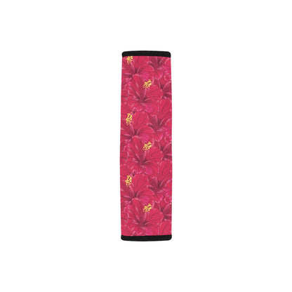 Hibiscus Red Pattern Print LKS308 Car Seat Belt Cover
