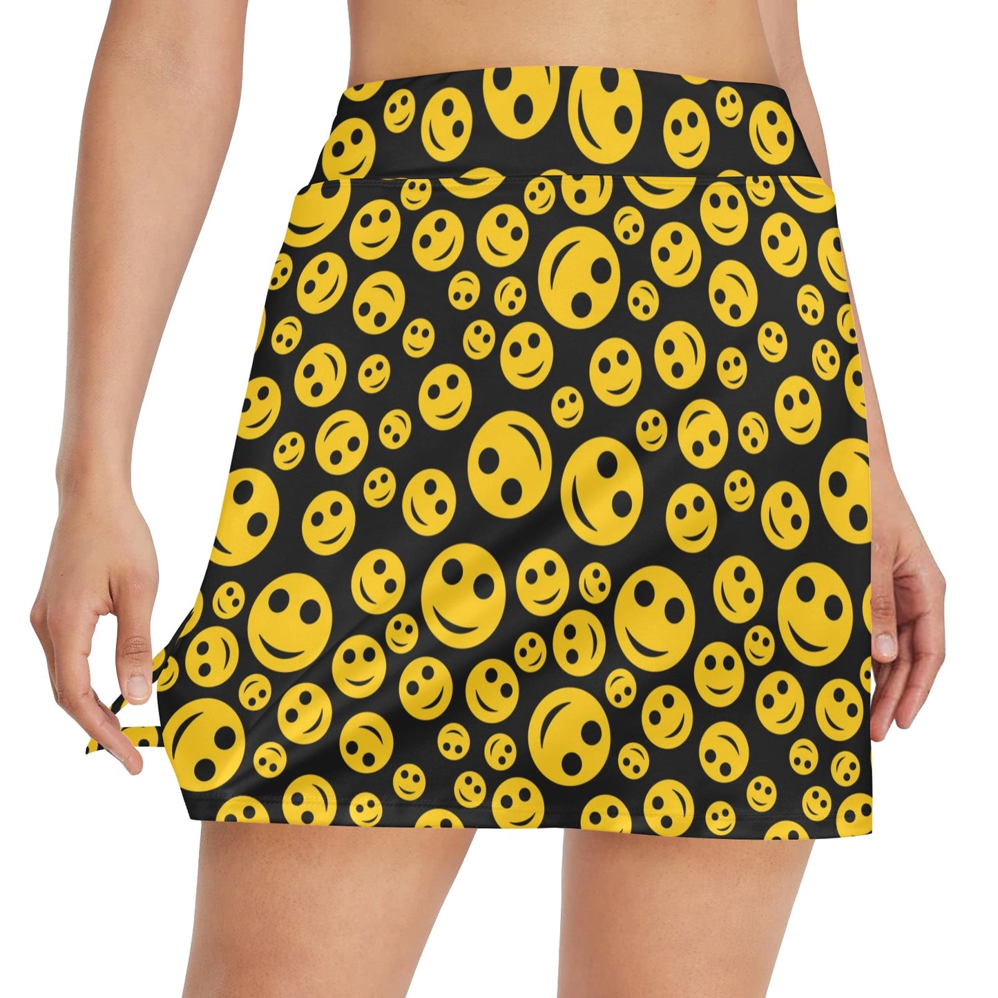 Smiley Face Emoji Print Design LKS304 17" Golf & Pickleball Skort with Pockets