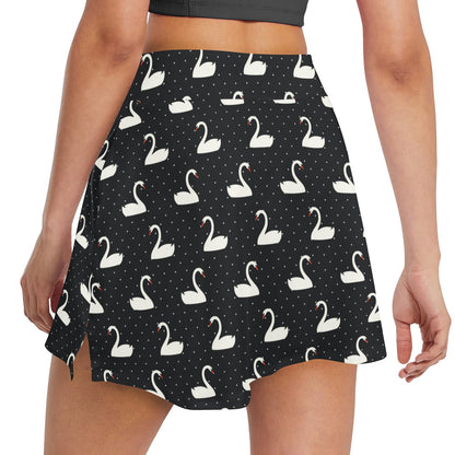 Swan Print Design LKS401 17" Golf & Pickleball Skort with Pockets