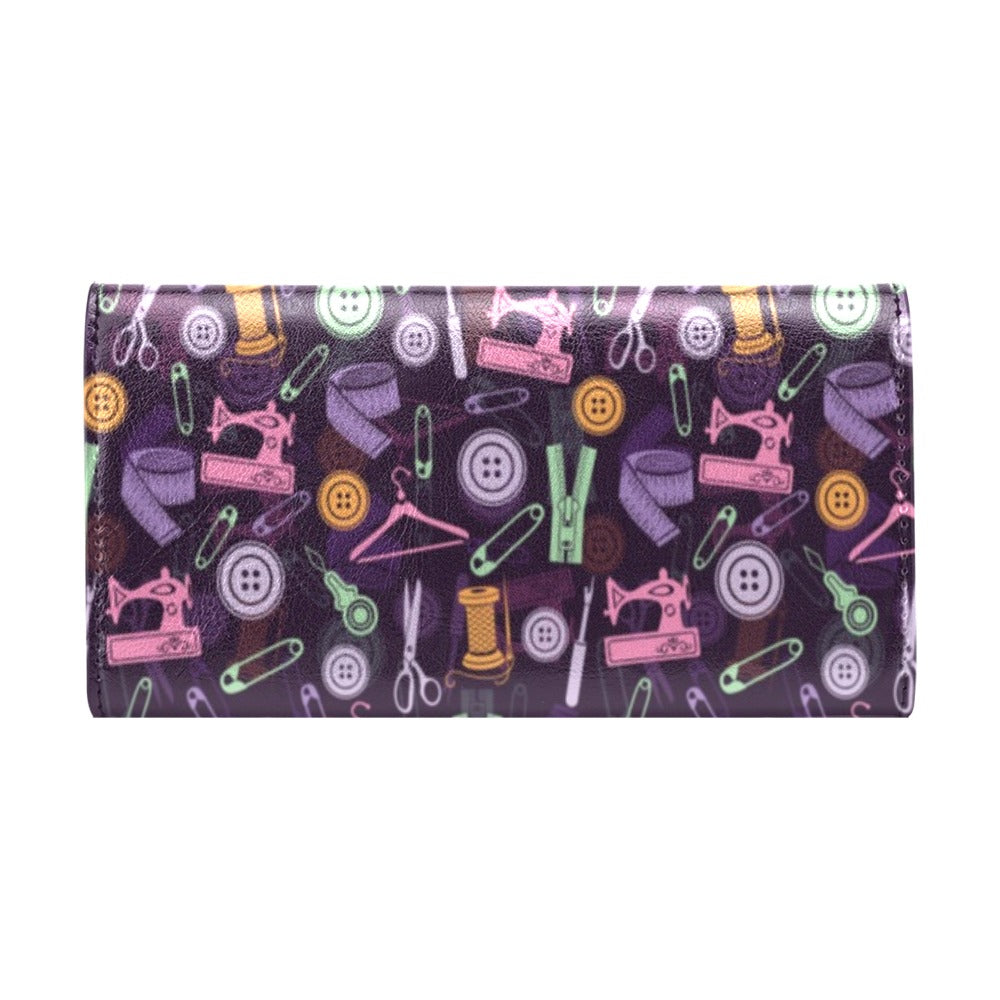 Sewing Equipment Print Design LKS306 Women's Trifold Wallet