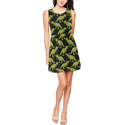 T Rex Pattern Print Design A02 Sleeveless Dress