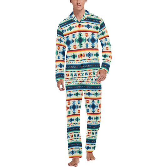 Aztec Pattern Print Design 02 Men's Long Pajama Set