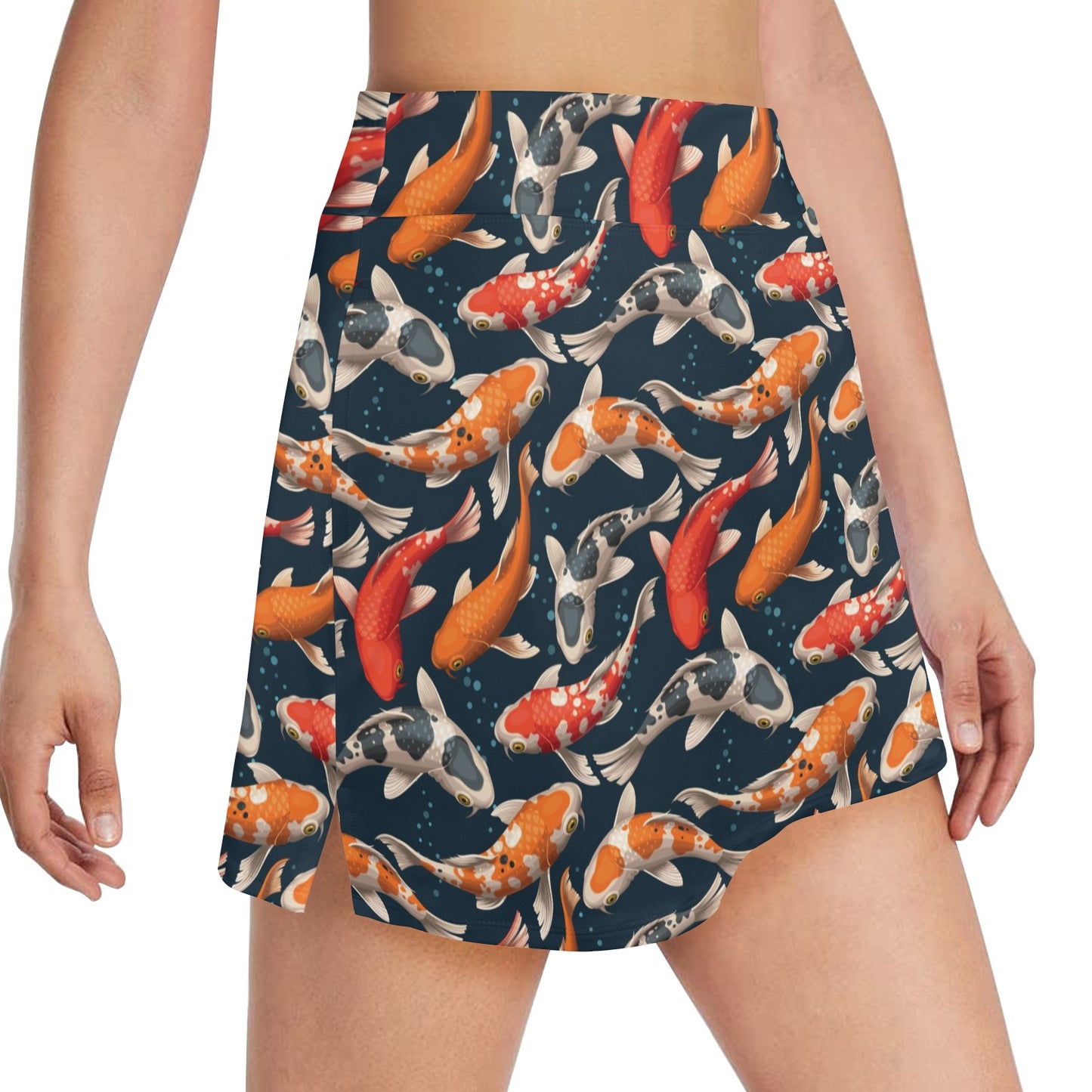Koi Carp Cute Design Themed Print 17" Golf & Pickleball Skort with Pockets