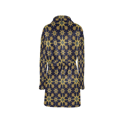 kaleidoscope Gold Print Design Women's Fleece Robe