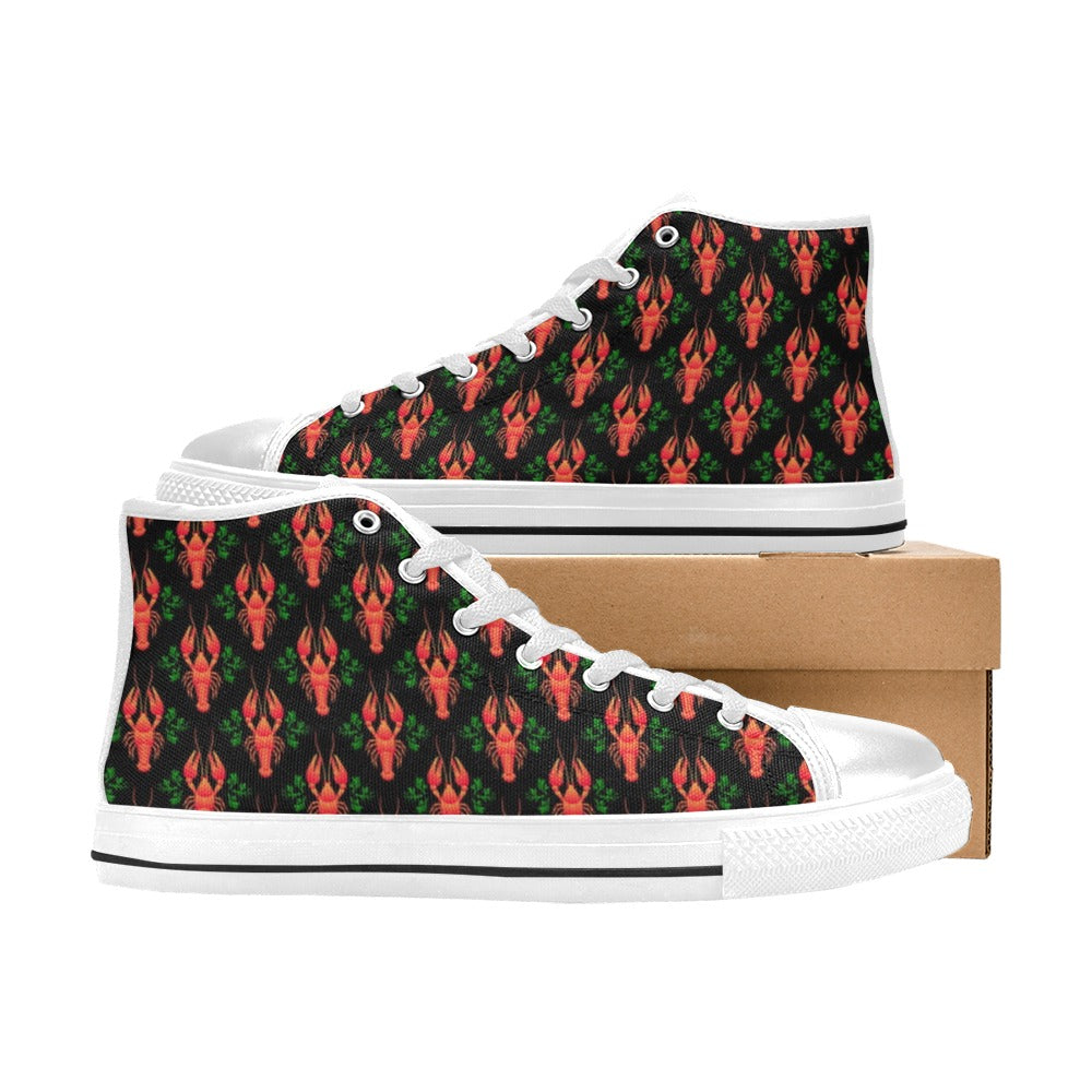 Lobster Print Design LKS403 Men's High Top Canvas Shoes