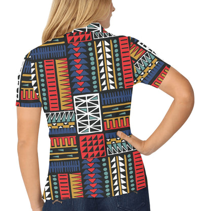 Kente Pattern Print Design 02 Women's Polo Shirt