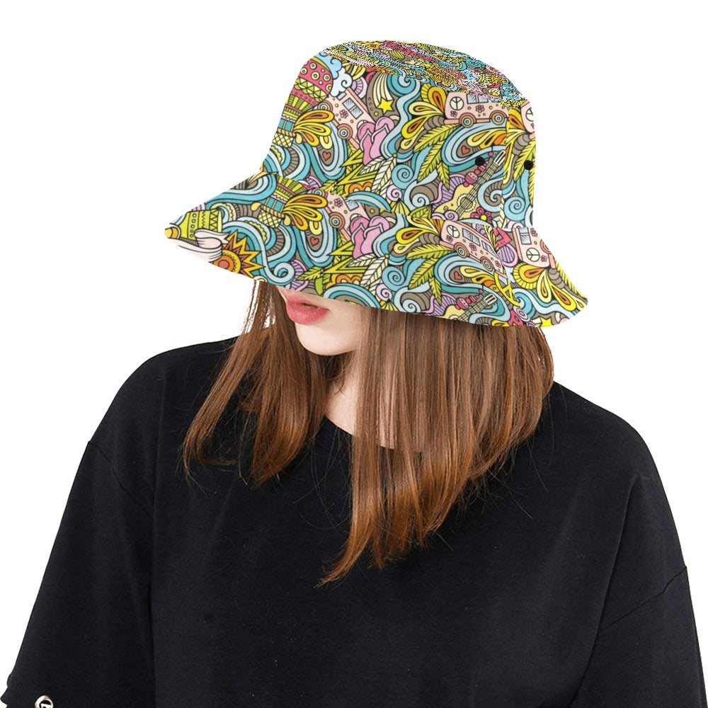 Hippie Print Design LKS301 Unisex Bucket Hat