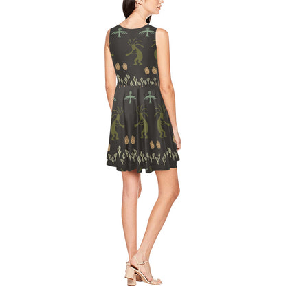Mayan Pattern Print Design 04 Sleeveless Dress