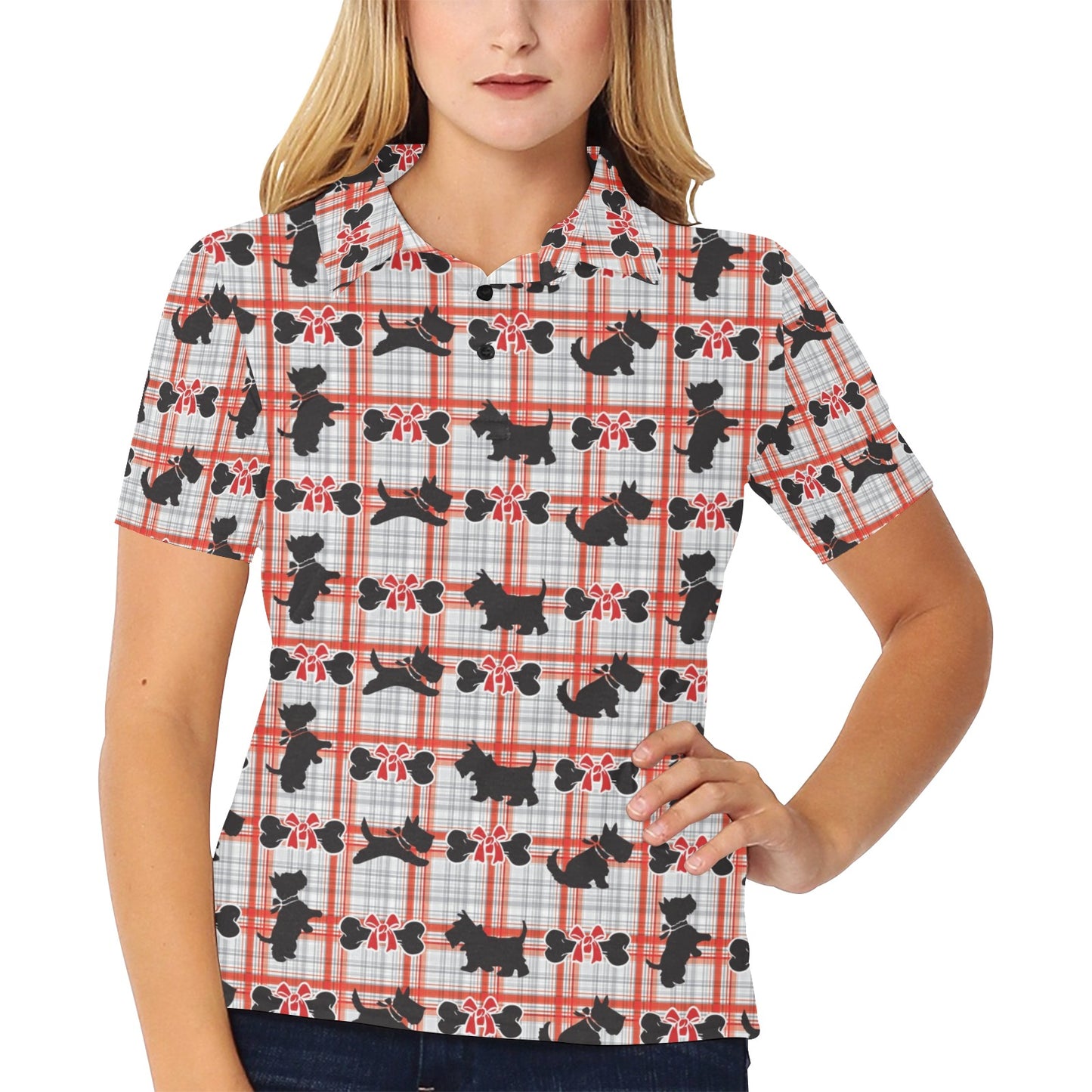 Scottish Terriers Print Design LKS3014 Women's Polo Shirt