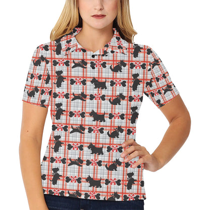 Scottish Terriers Print Design LKS3014 Women's Polo Shirt