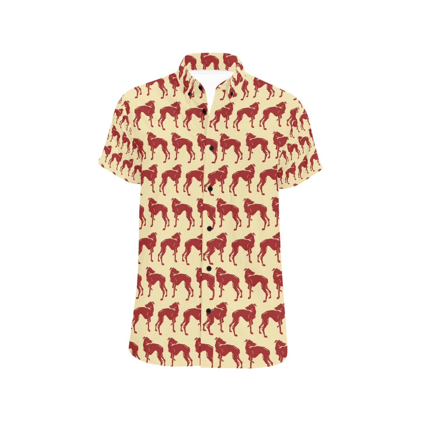 Whippets Print Design LKS301 Men Short Sleeve Button Up Shirt