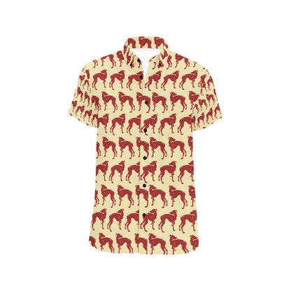 Whippets Print Design LKS301 Men Short Sleeve Button Up Shirt