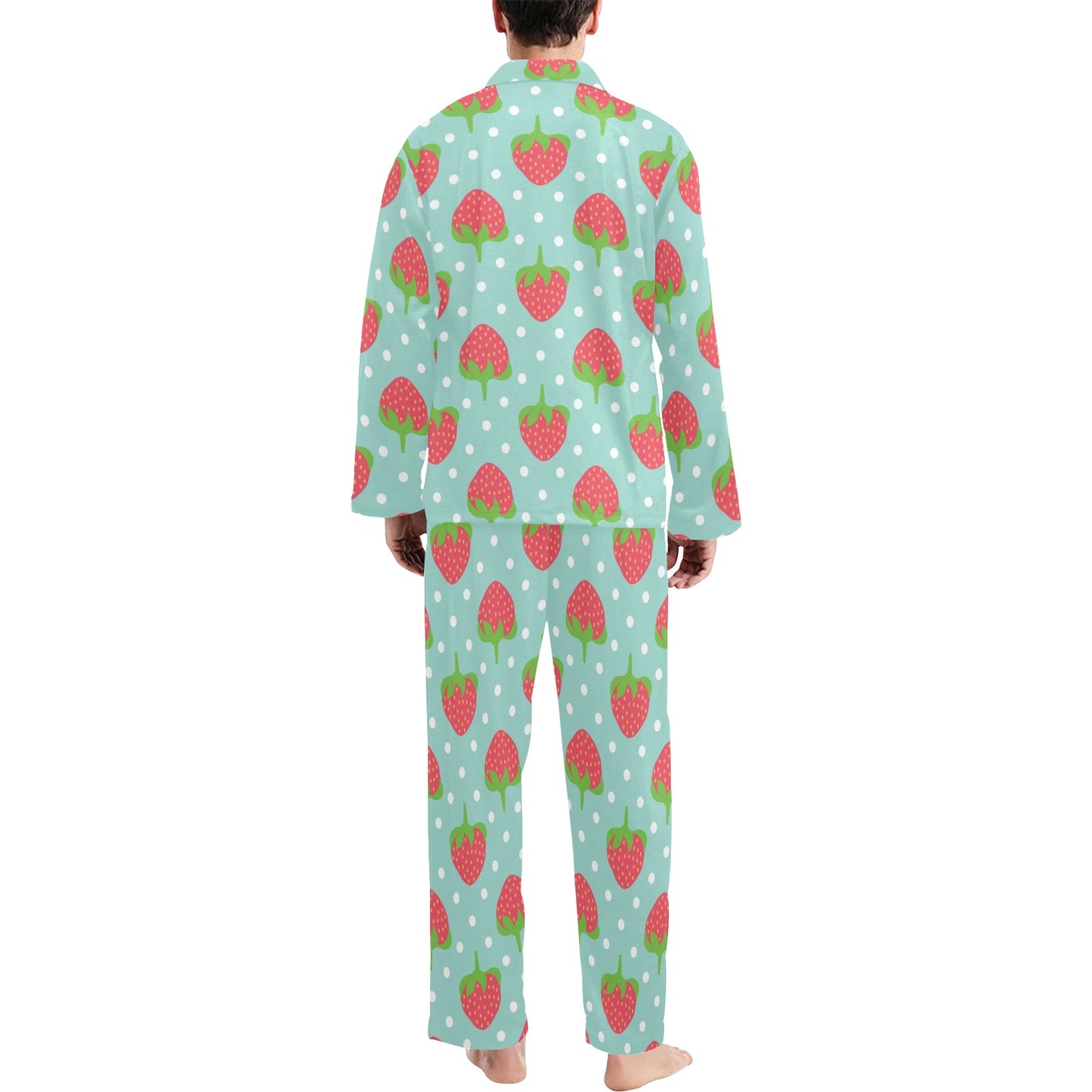 Strawberry Pattern Print Design SB06 Men's Long Pajama Set